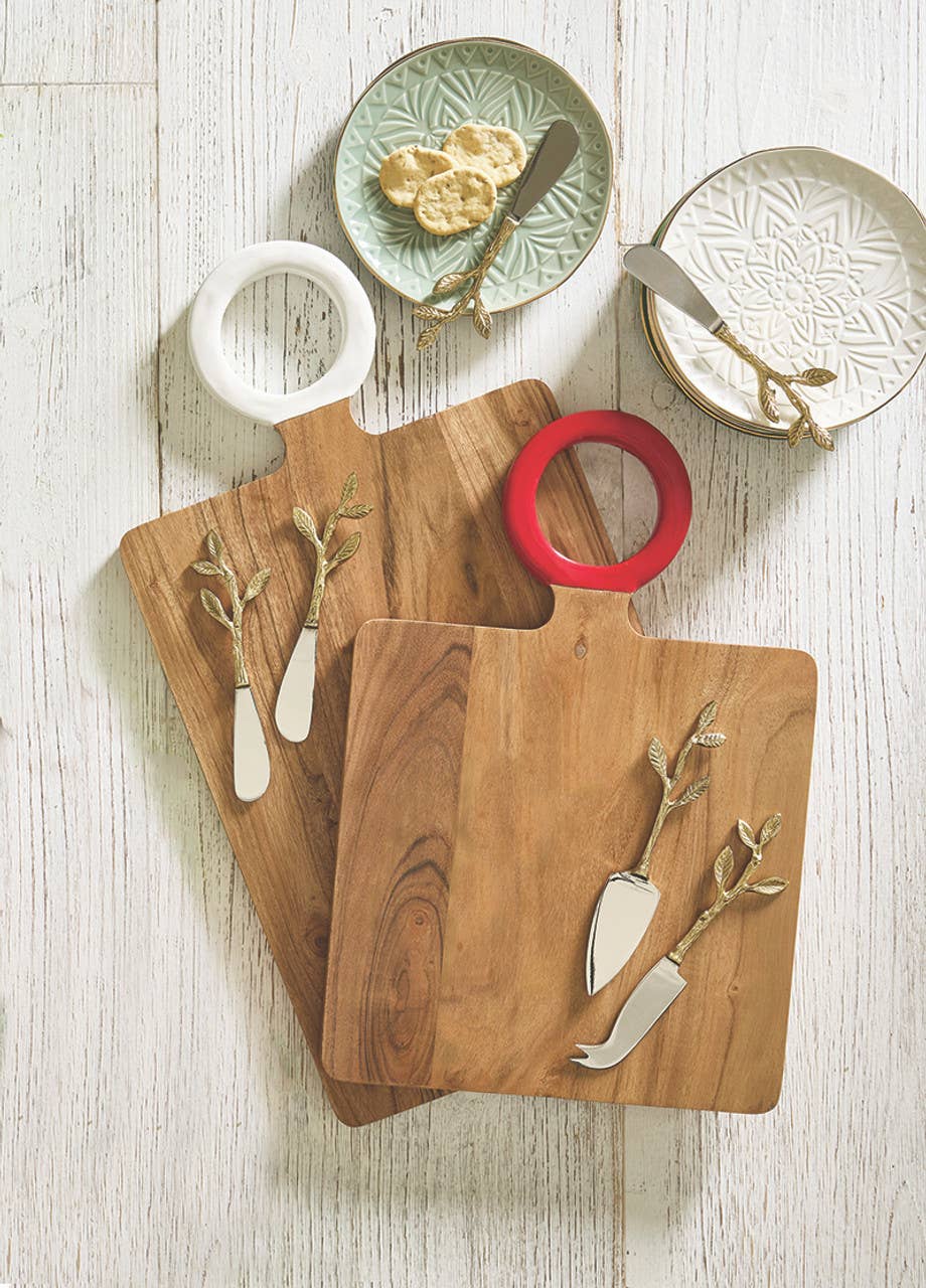 Wood Board with Enamel Handle - Large - White