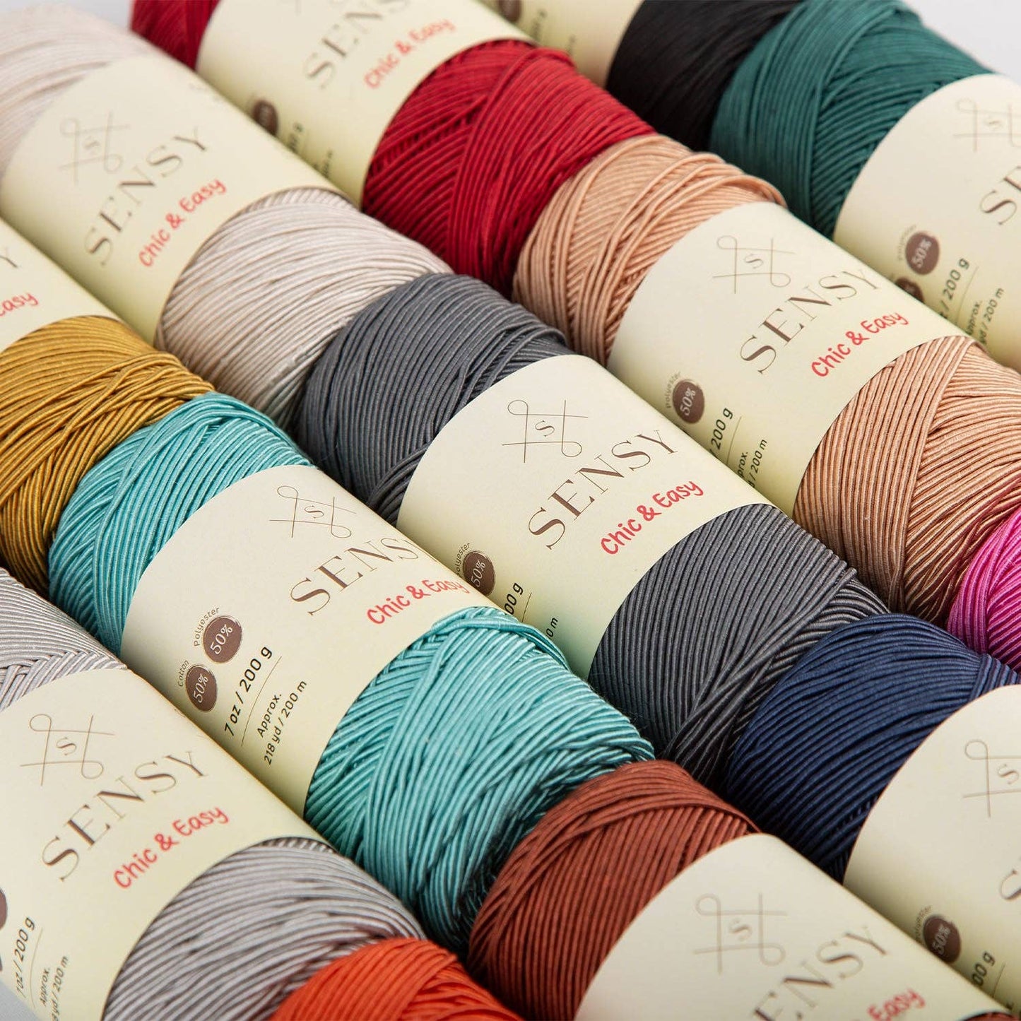 Sensy Premium Chic & Easy 1.5mm 218 Yards 50% Cotton 50% Polyester Rope Crochet Bag Cord Crochet Thread