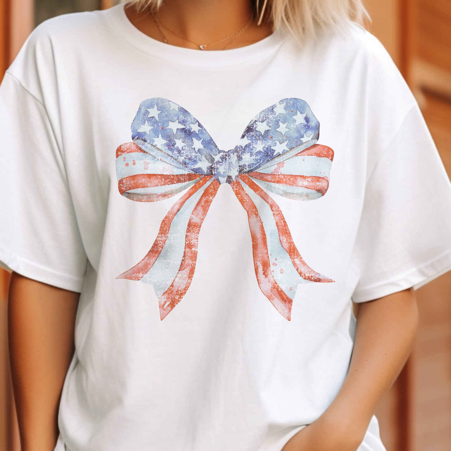 USA Bow Retro Patriotic Flag 4th of July Graphic Tee