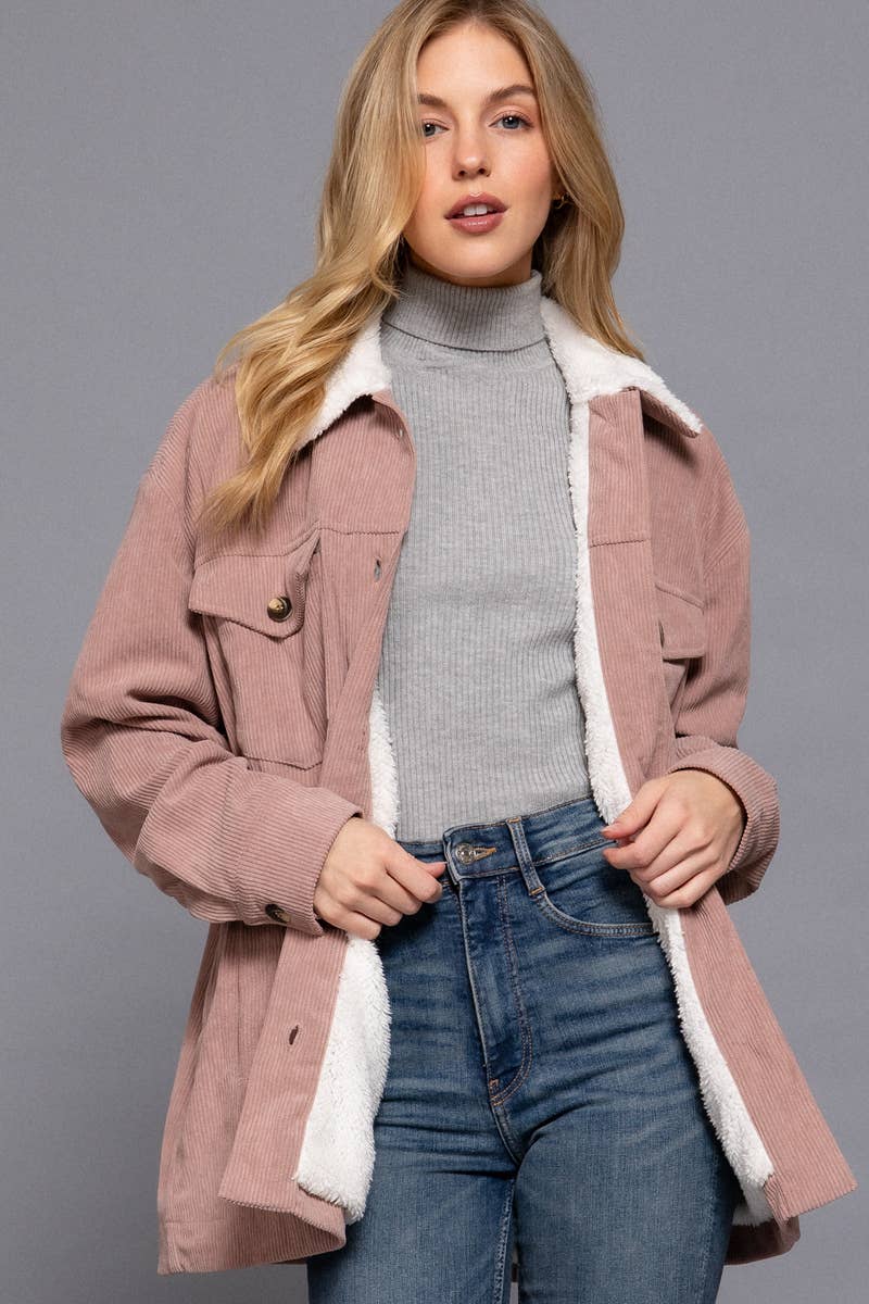 ,...._ SI-24968 INSIDE FAUX FUR CORDUROY JACKET W/ POCKET