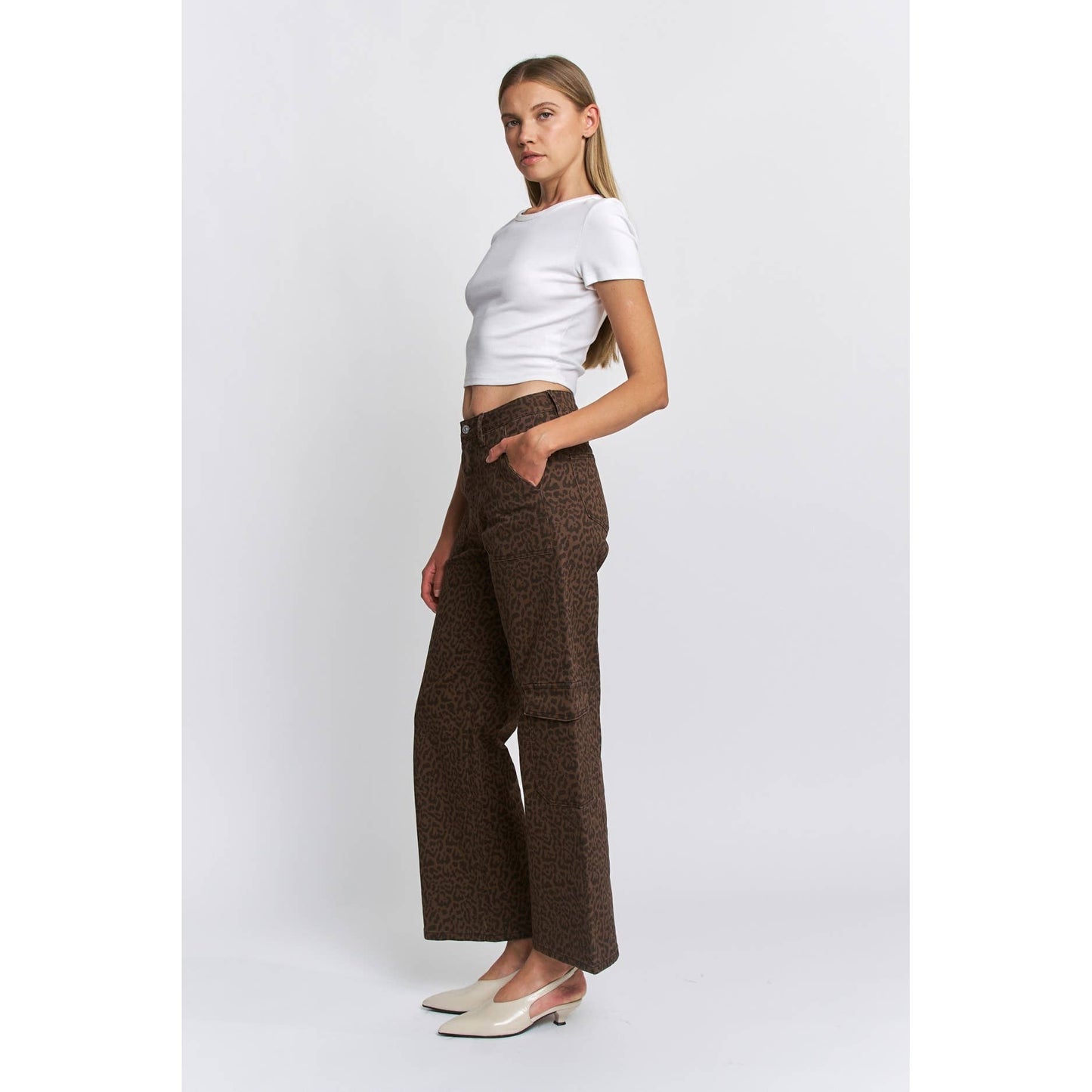 HIGH RISE WIDE LEG CARGO LEOPARD