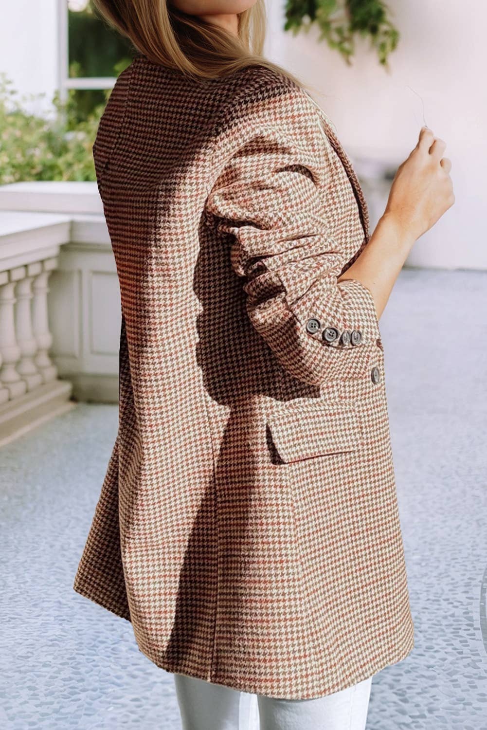 LDC Houndstooth Lapel Collar Blazer