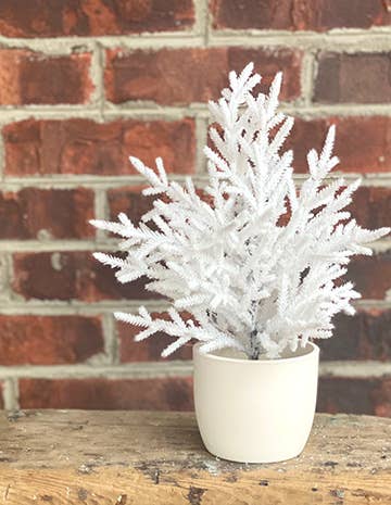 White Shimmer Tree in Ceramic Pot