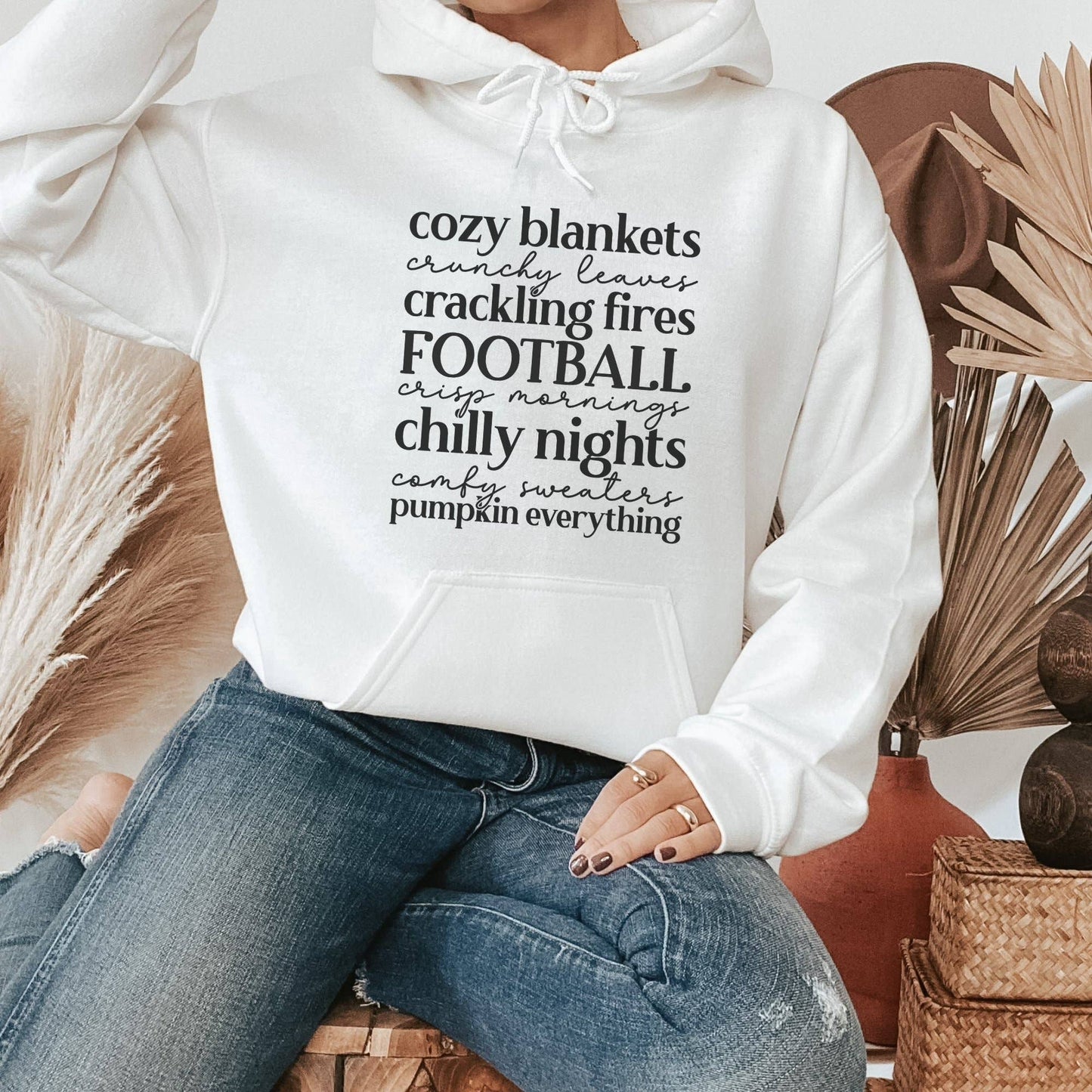 Cozy Blankets Crunchy Leaves Fall Graphic Hoodie
