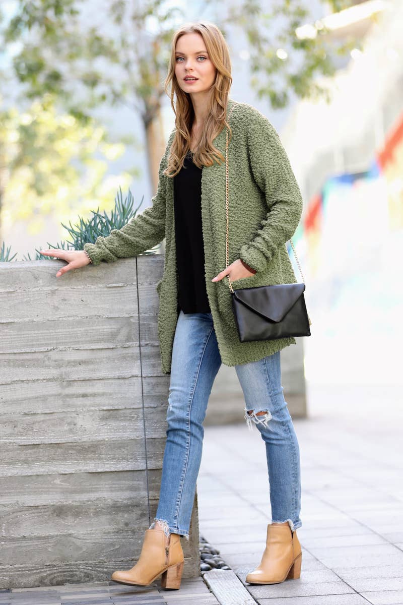 `.Popcorn Sweater Cardigan