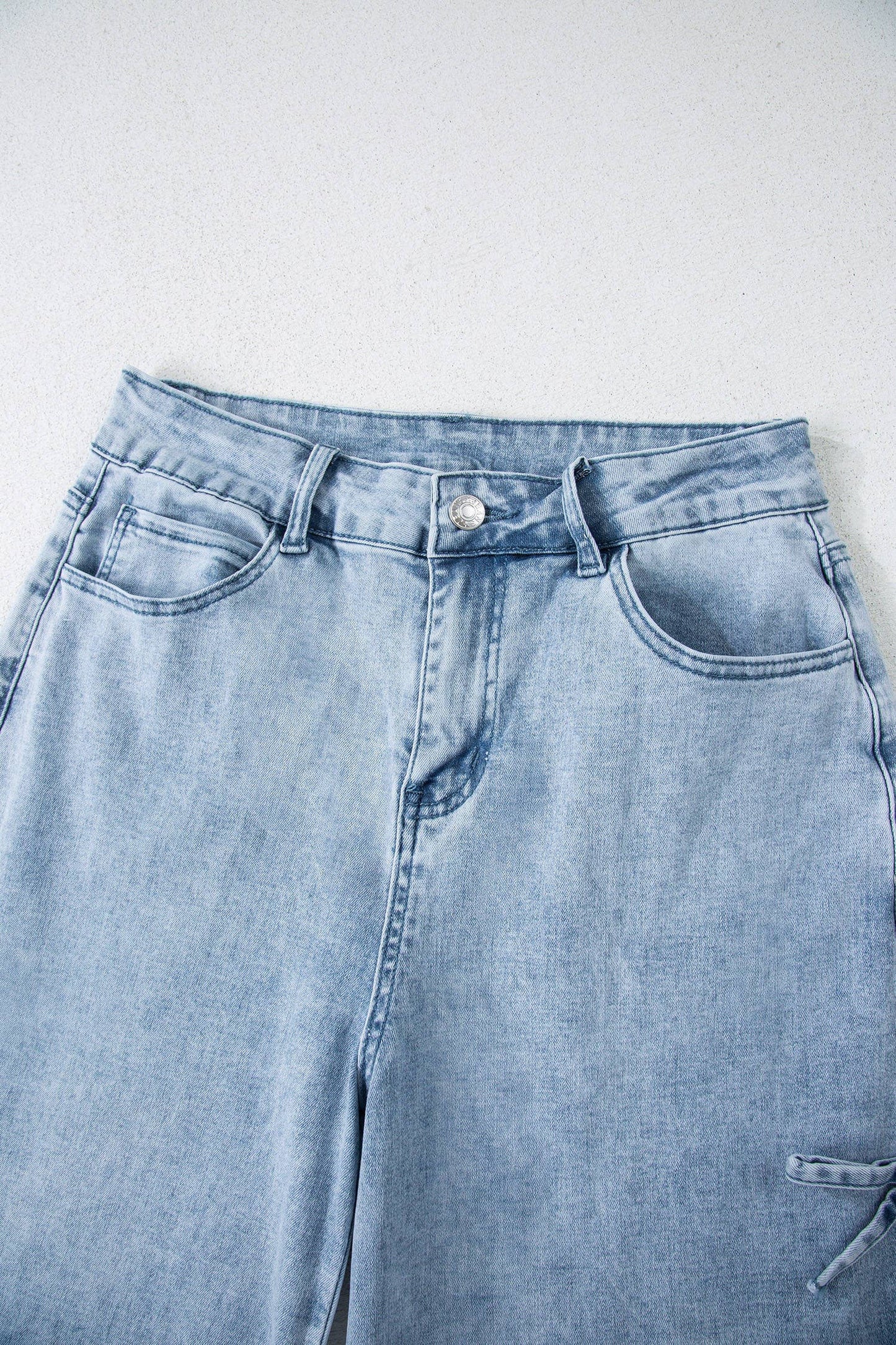 66 Spring 2026 Bow Knot Side Detail Straight Leg Loose Jeans