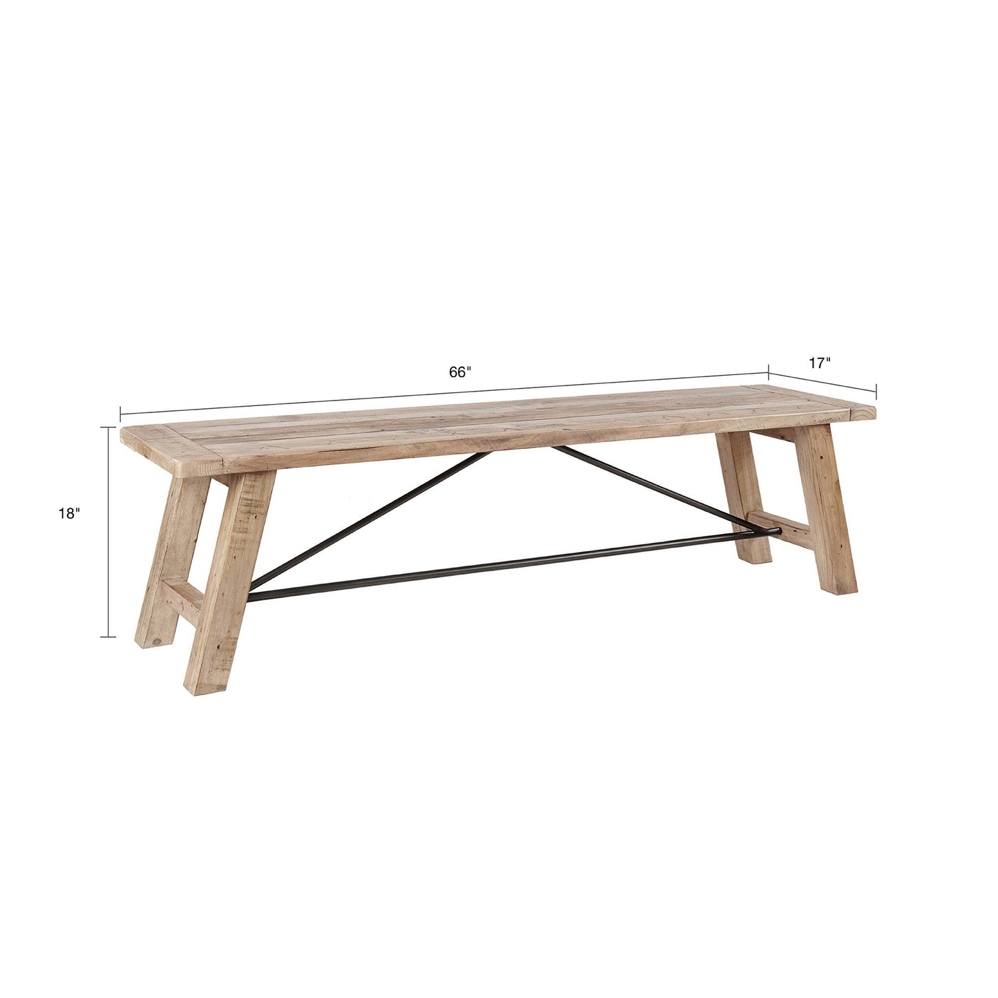 Weathered Pinewood Rustic Dining Bench Seats 3 *