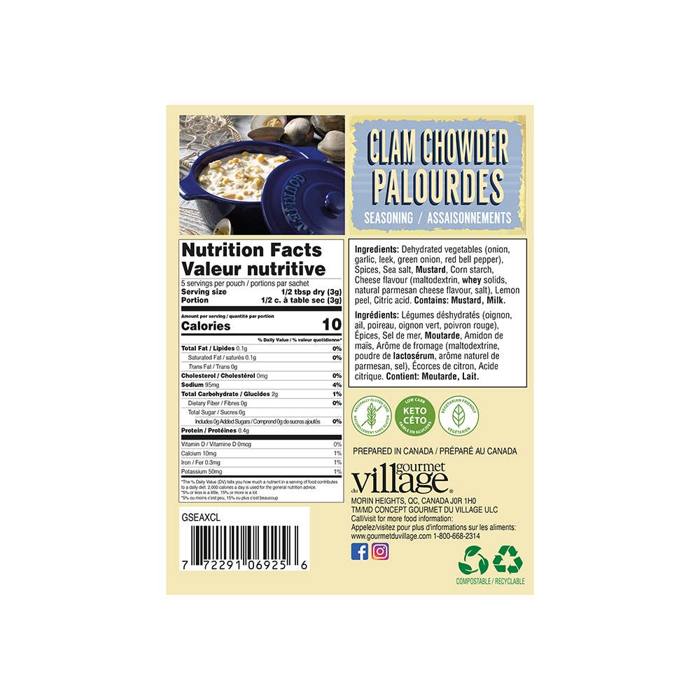 Clam Chowder seasoning recipe box