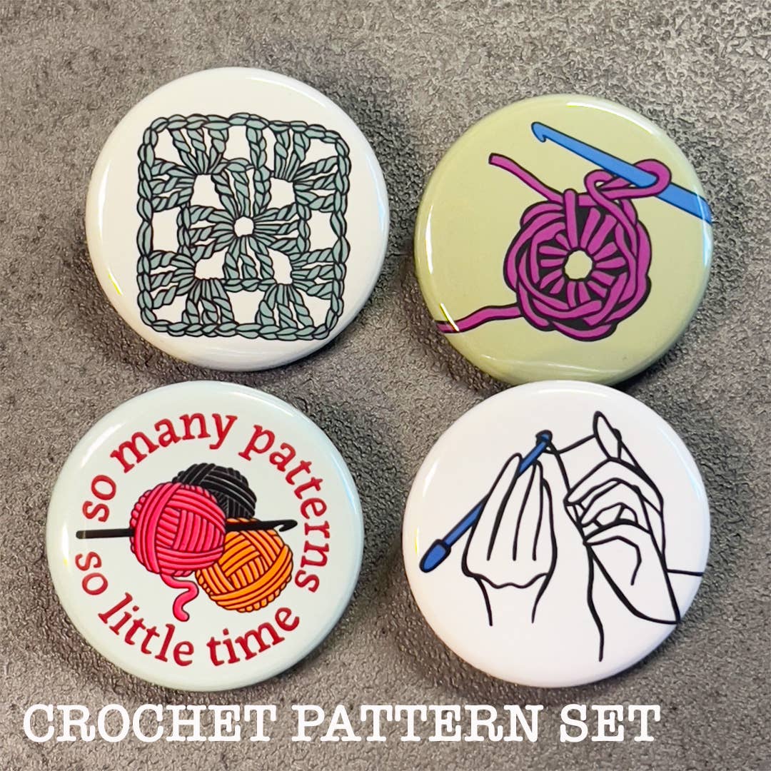 Love Yarn Pin Badge and Magnet Set, Crochet, Knit