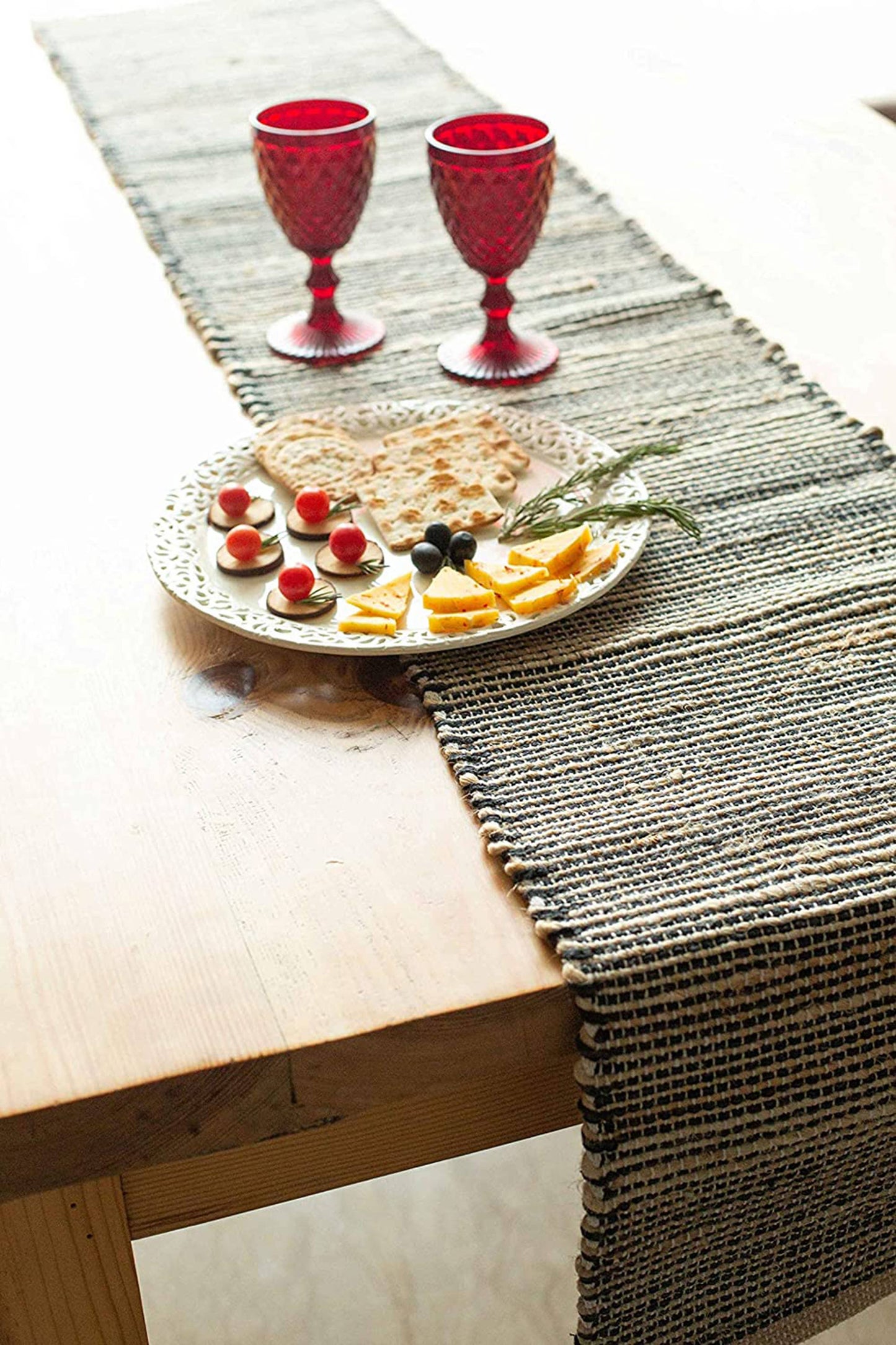 OMBRE TABLE RUNNER, NATURAL JUTE-BLACK, 13''x90''.