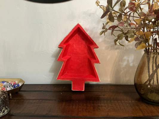 Pine Tree Dough Bowl Red