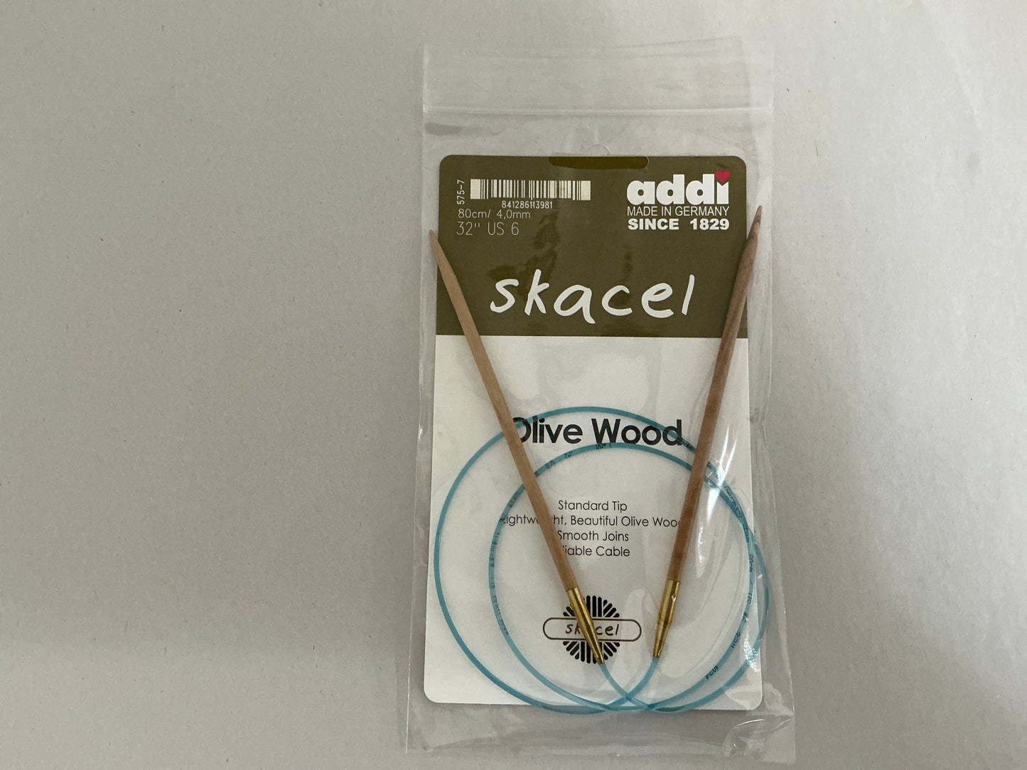 Skacel by Addi- Olive Wood Circular Needles 32”