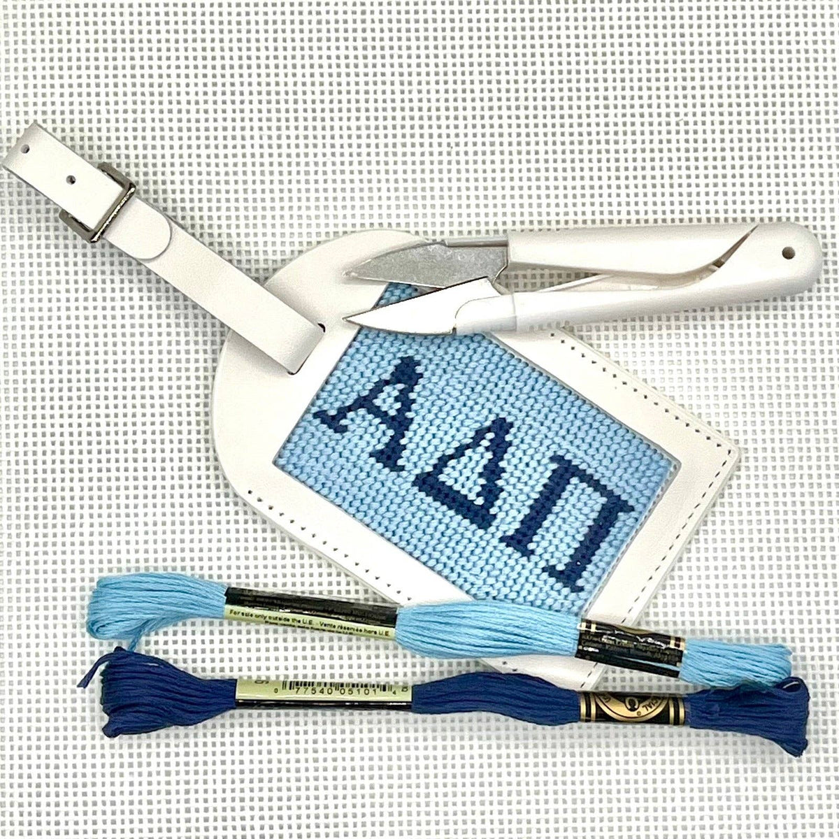 White Full Leather Bag Tag