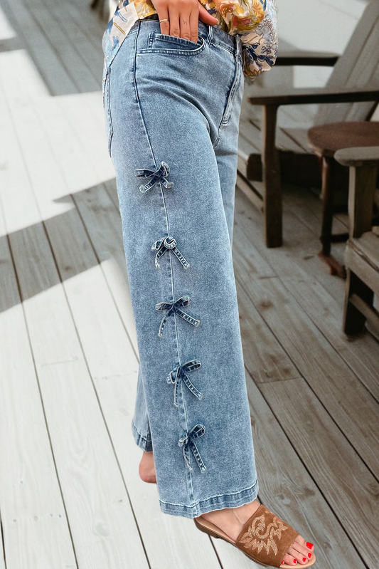 66 Spring 2026 Bow Knot Side Detail Straight Leg Loose Jeans