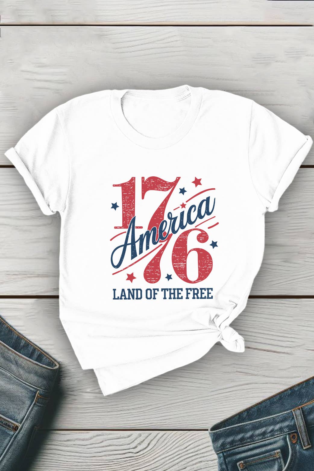 1776 Vintage America Free Unisex Round Neck Tee
