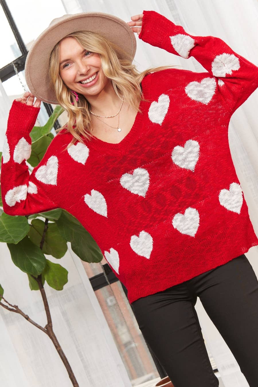 HEART SWEATER TOP - LESW2629