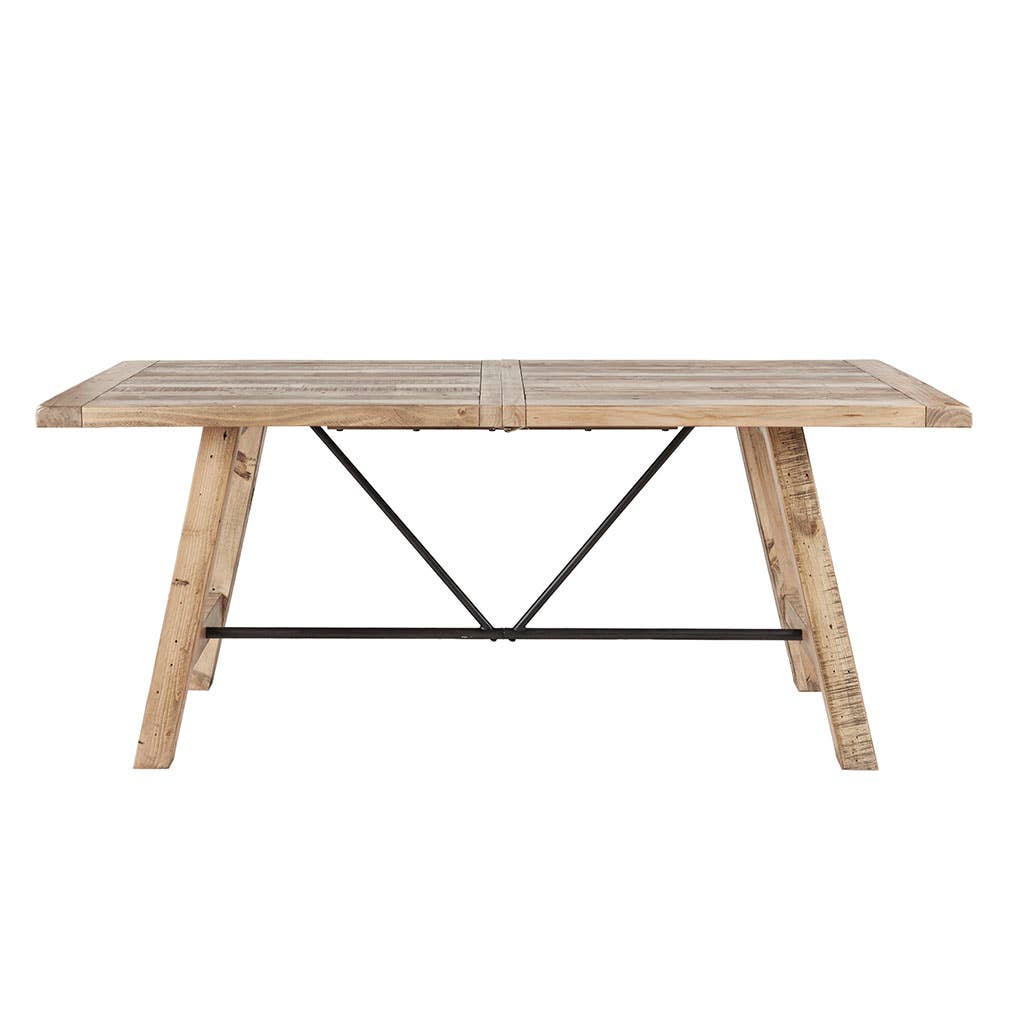 Reclaimed Natural Wood Dining Table with Metal Support *