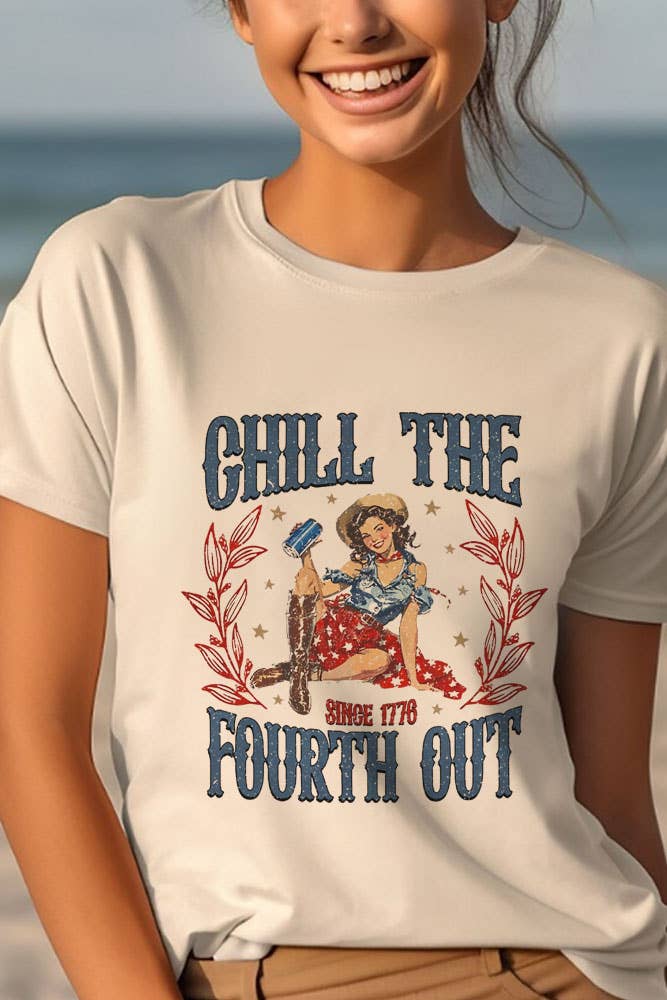 Chill The Fourth Out Since 1776, 4th of July, Unisex Round Neck T-Shirt