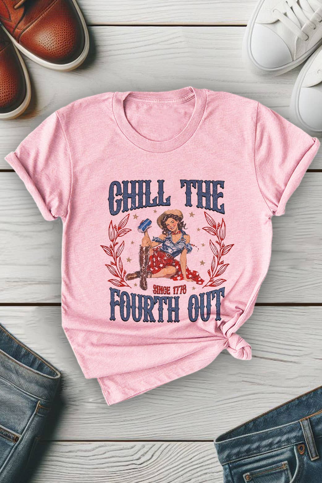 Chill The Fourth Out Since 1776, 4th of July, Unisex Round Neck T-Shirt
