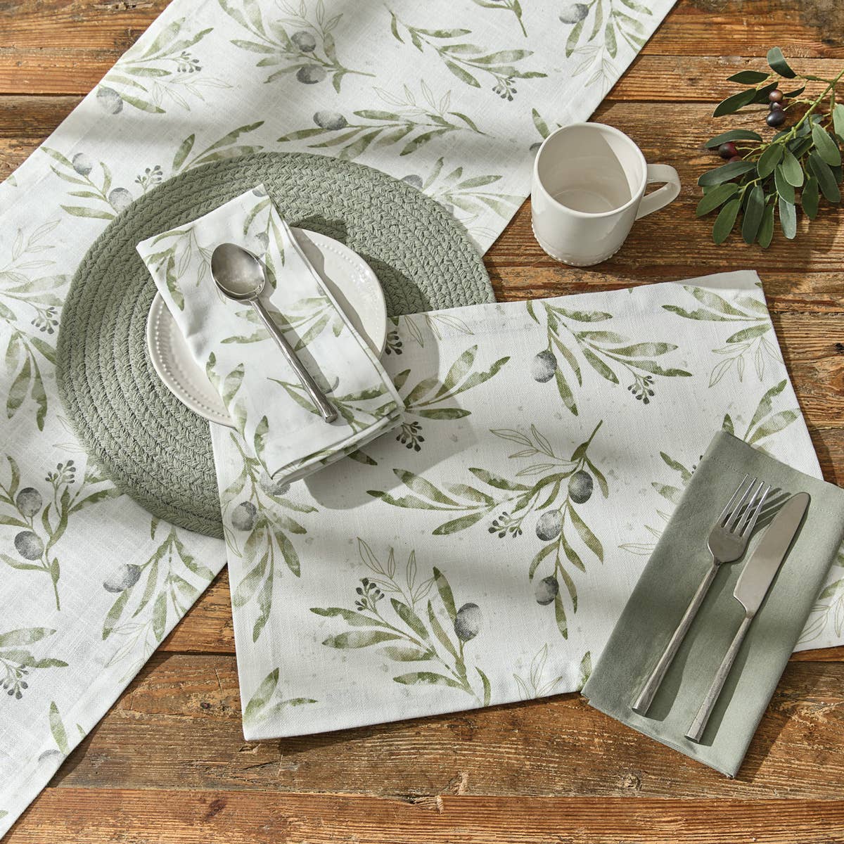 Olive Leaves Table Runner 72" L