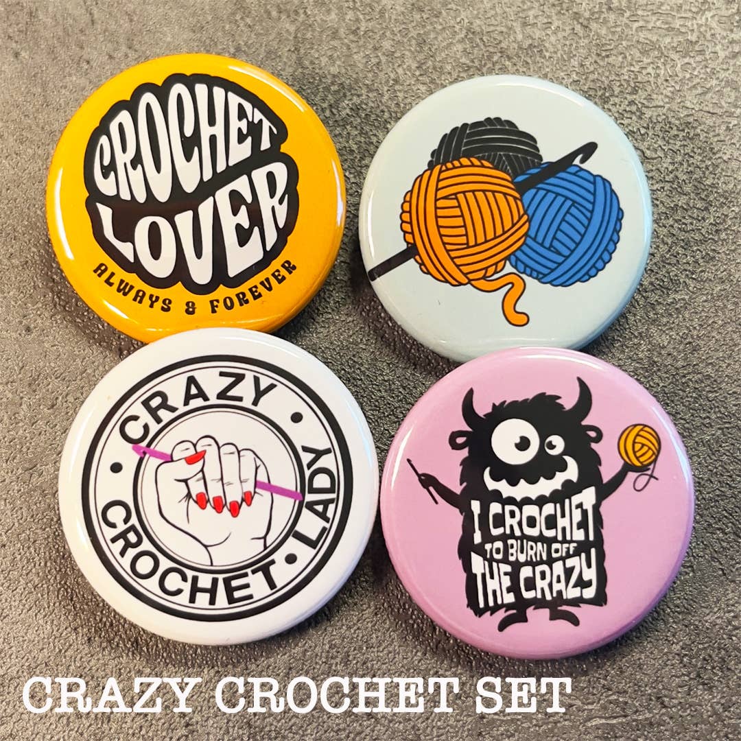 Love Yarn Pin Badge and Magnet Set, Crochet, Knit