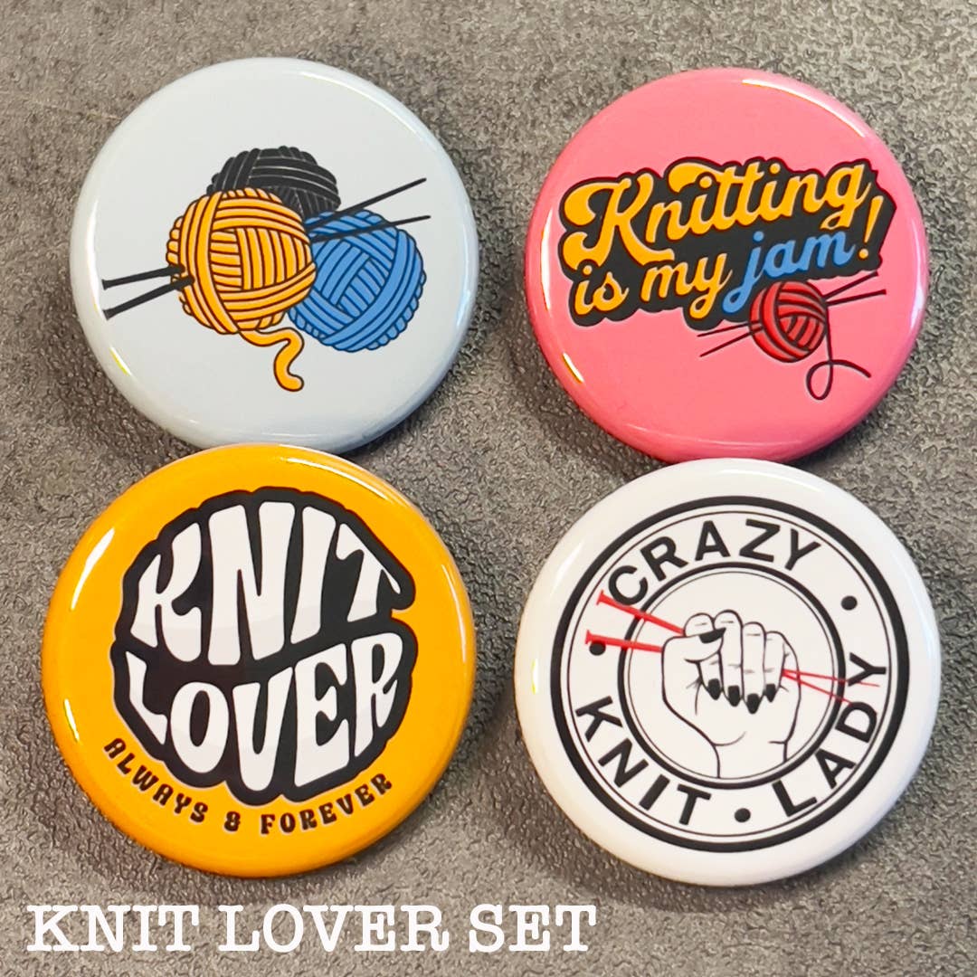 Love Yarn Pin Badge and Magnet Set, Crochet, Knit