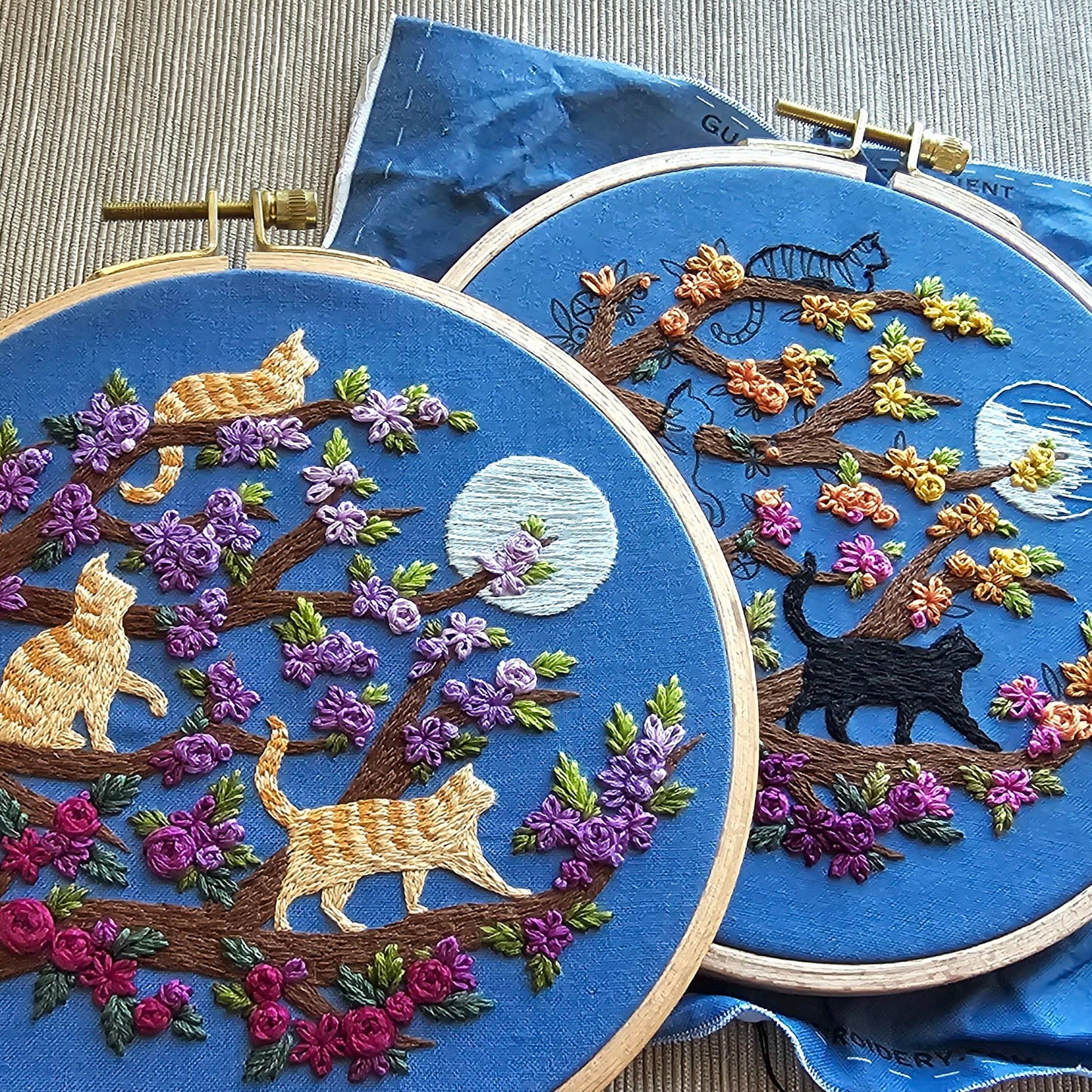 Cats & Full Moon Embroidery Kit