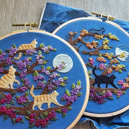 Cats & Full Moon Embroidery Kit