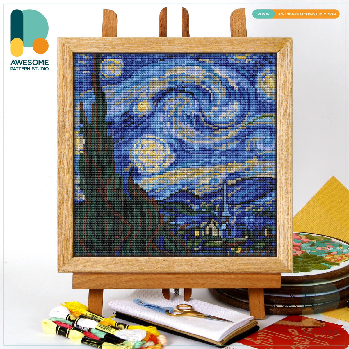 CS2201-1 The Starry Night By Van, Counted Cross Stitch Kit