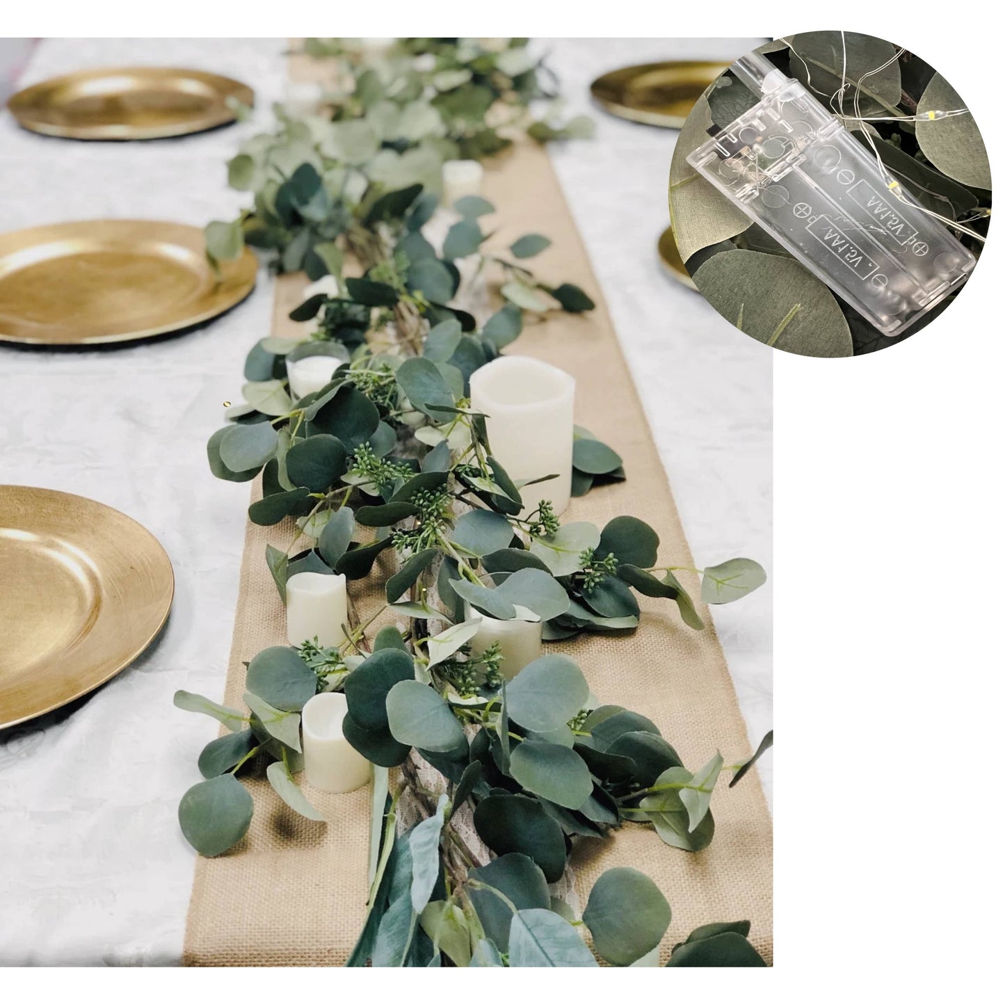 70" Artificial Grey green Eucalyptus Garland seeded