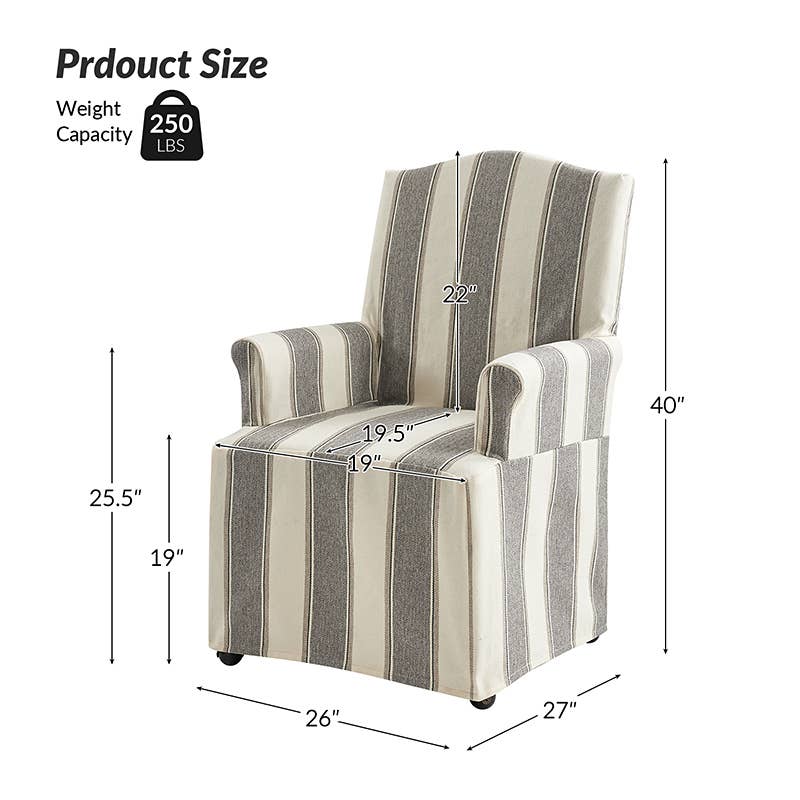 Kanrad Slipcover Dining Chair with Casters
