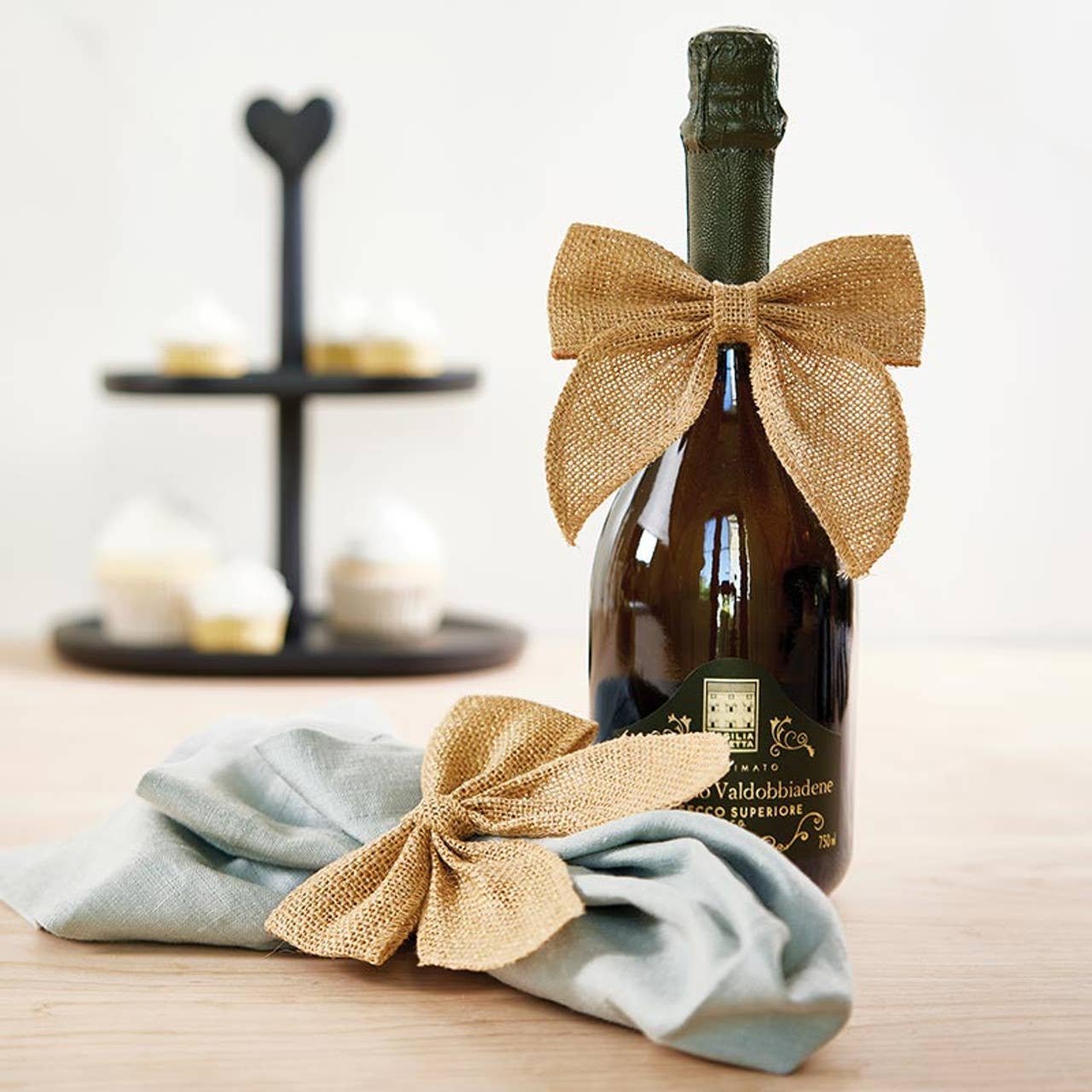 Burlap Bow Napkin Ties - Set of 4