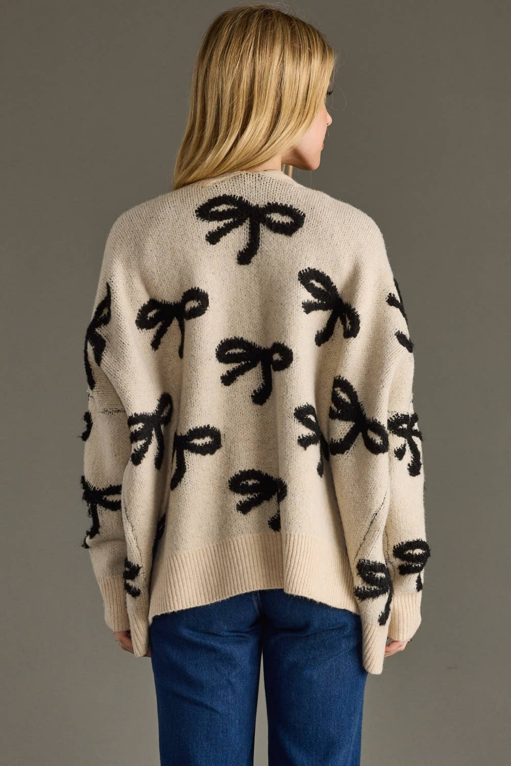 Tan & Black Bow Cardigan