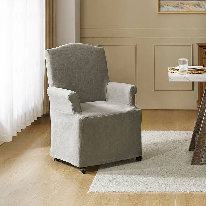 Kanrad Slipcover Dining Chair with Casters