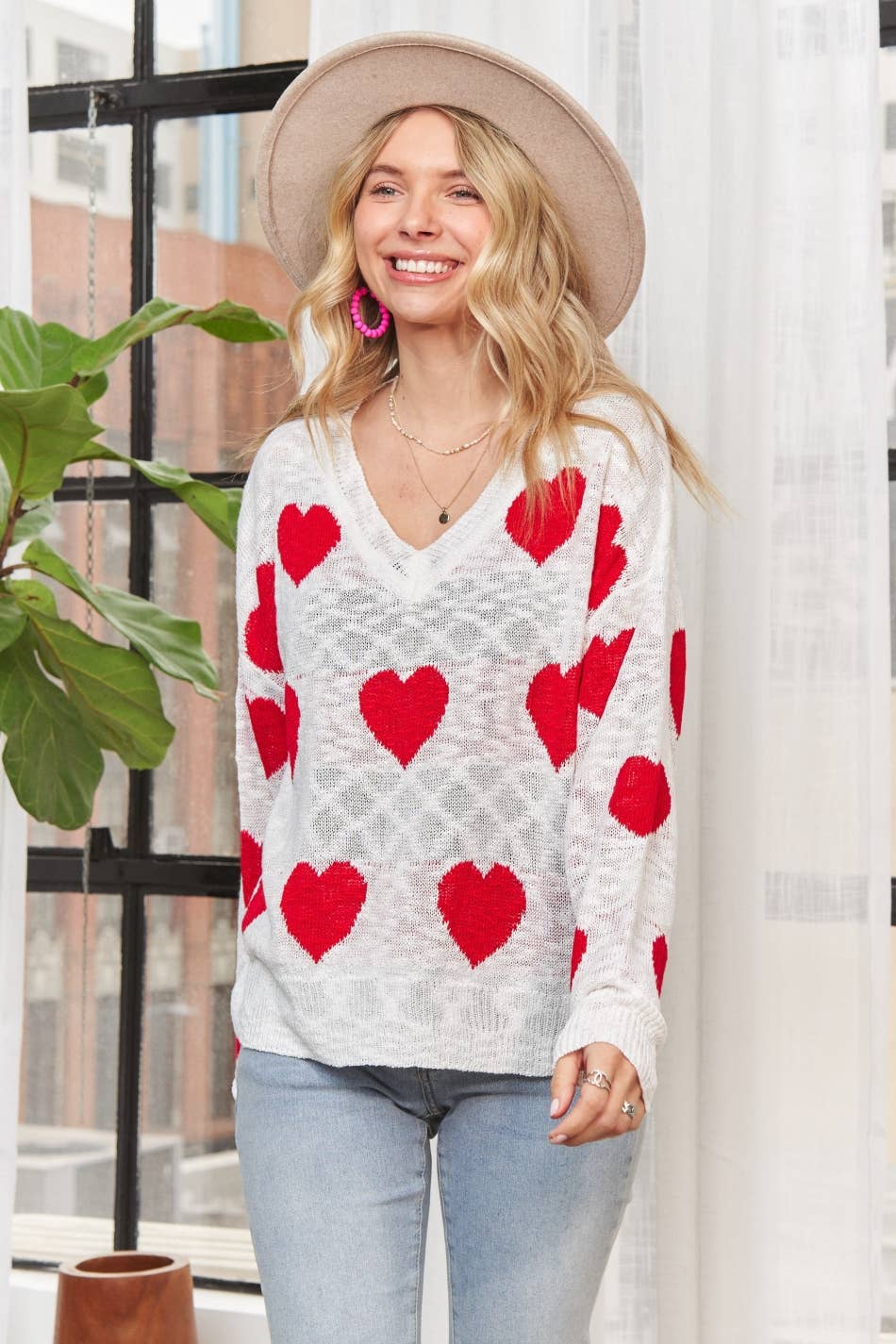HEART SWEATER TOP - LESW2629