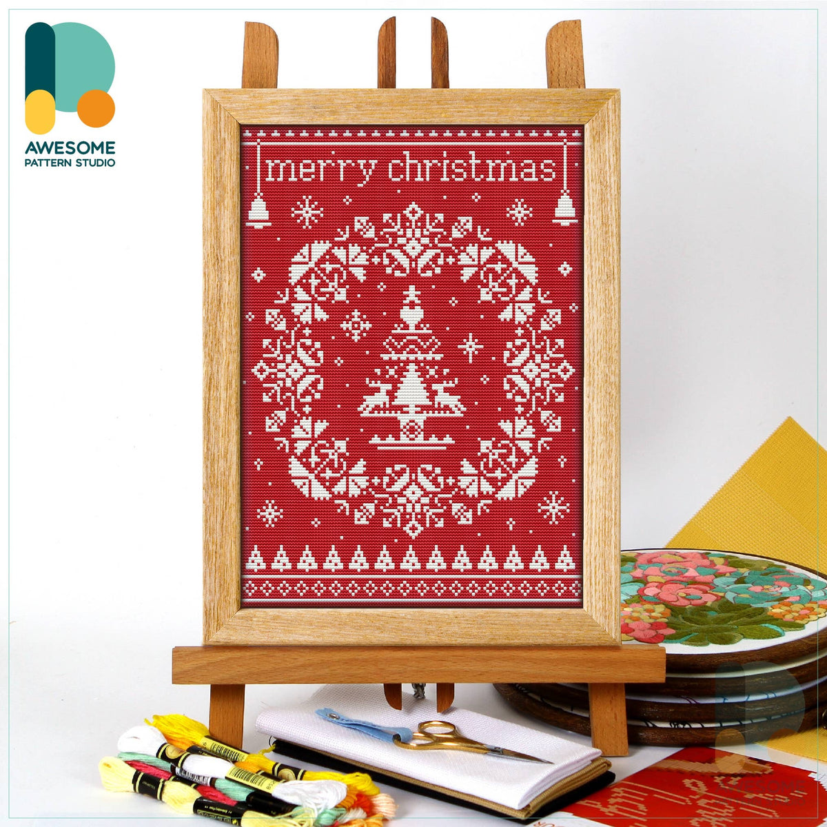 CS2015-2 Monochrome Christmas Tree, Counted Cross Stitch Kit