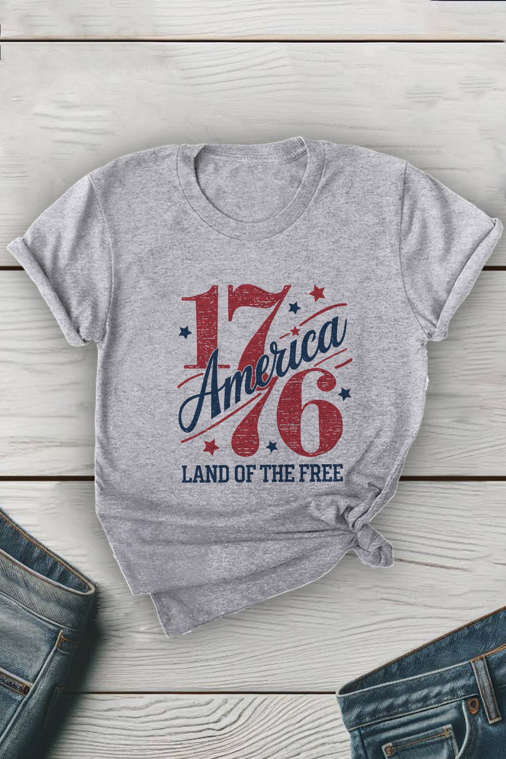1776 Vintage America Free Unisex Round Neck Tee
