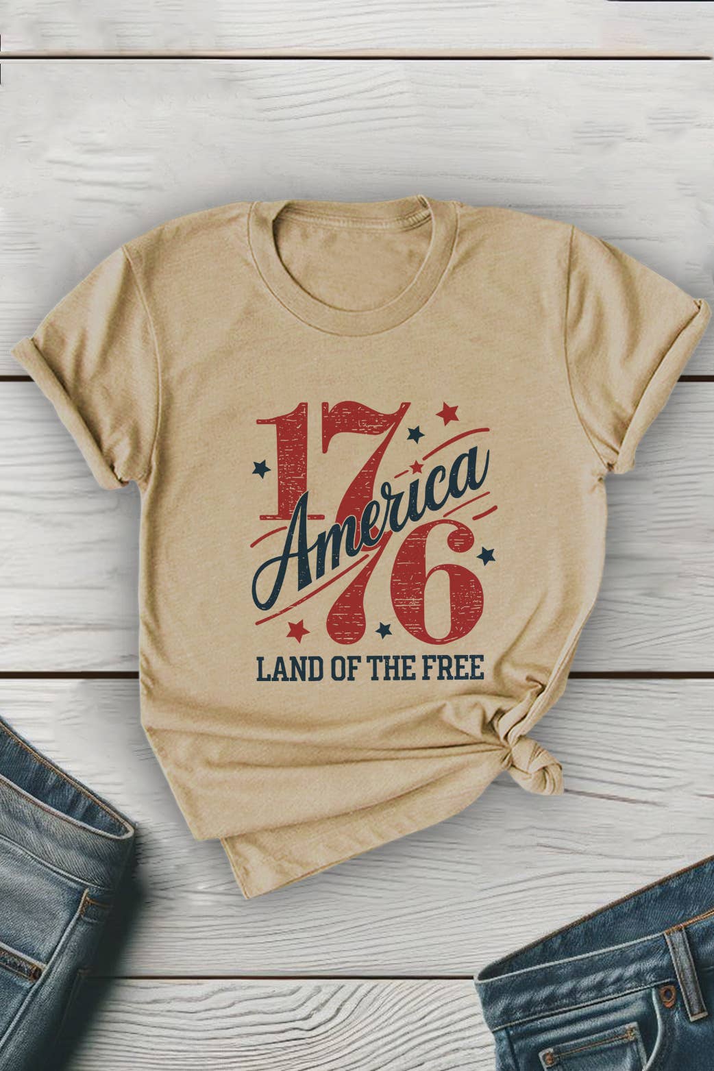 1776 Vintage America Free Unisex Round Neck Tee