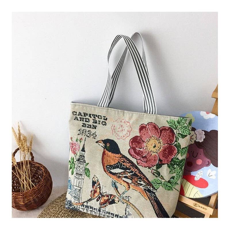 Stylish Large Capacity Floral Canvas Bag