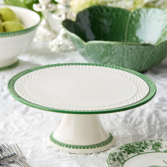 Le Jardin Embossed Rattan Footed Cake Plate 12.25 x 5