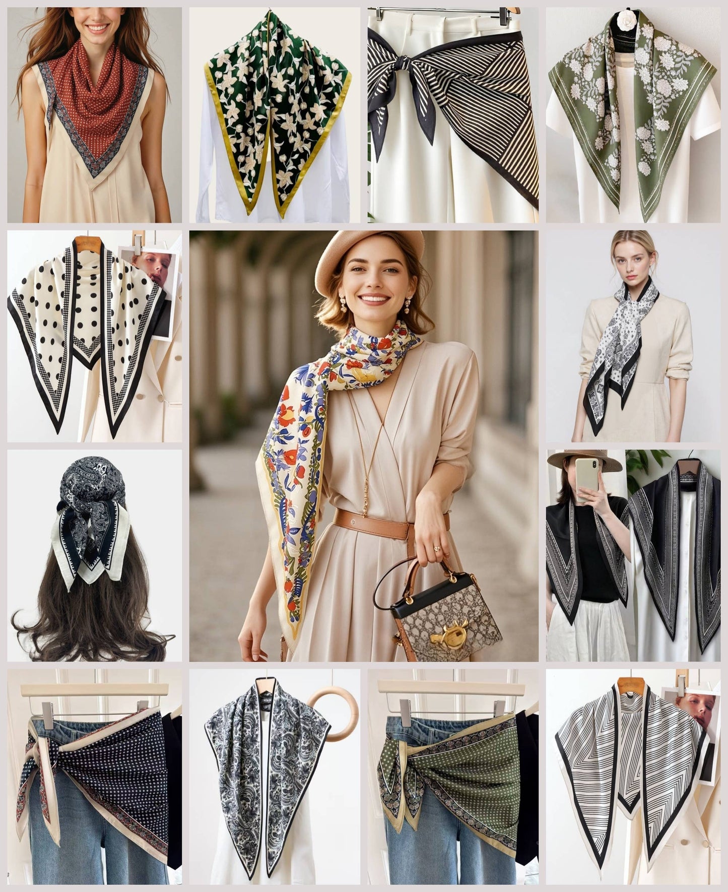 JC023328T Printed Triangle Scarf – Bandana Style Wrap / Shawl