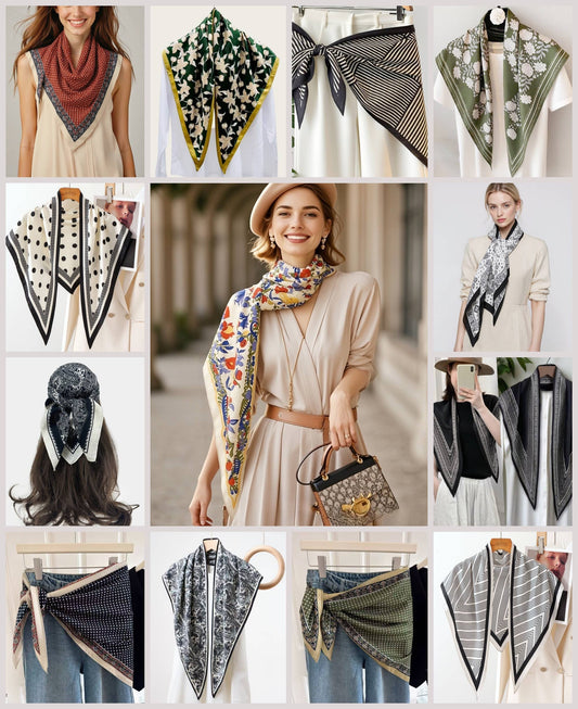 JC023328T Printed Triangle Scarf – Bandana Style Wrap / Shawl