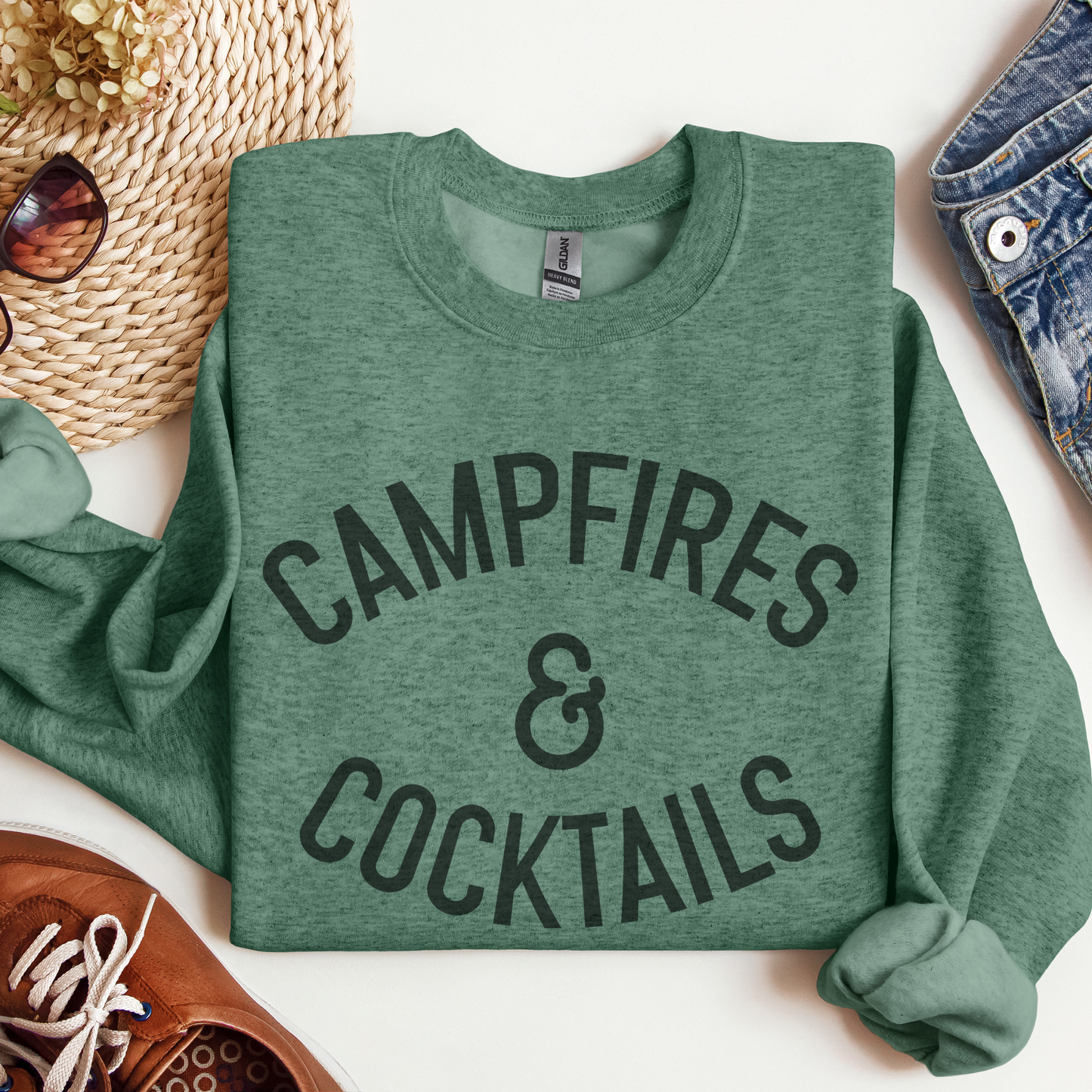 Campfires and Cocktails Crewneck Sweatshirt