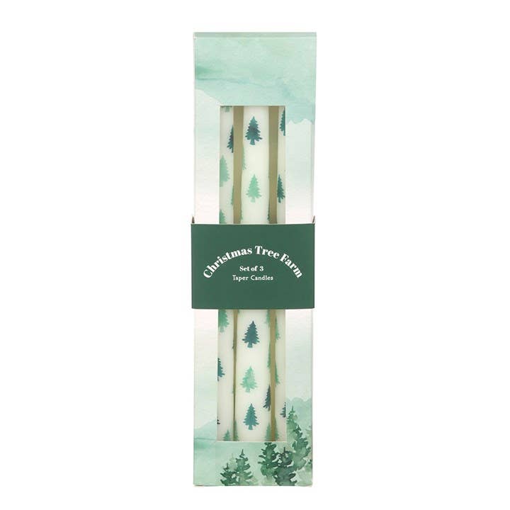 Set of 3 White Christmas Tree Taper Candles