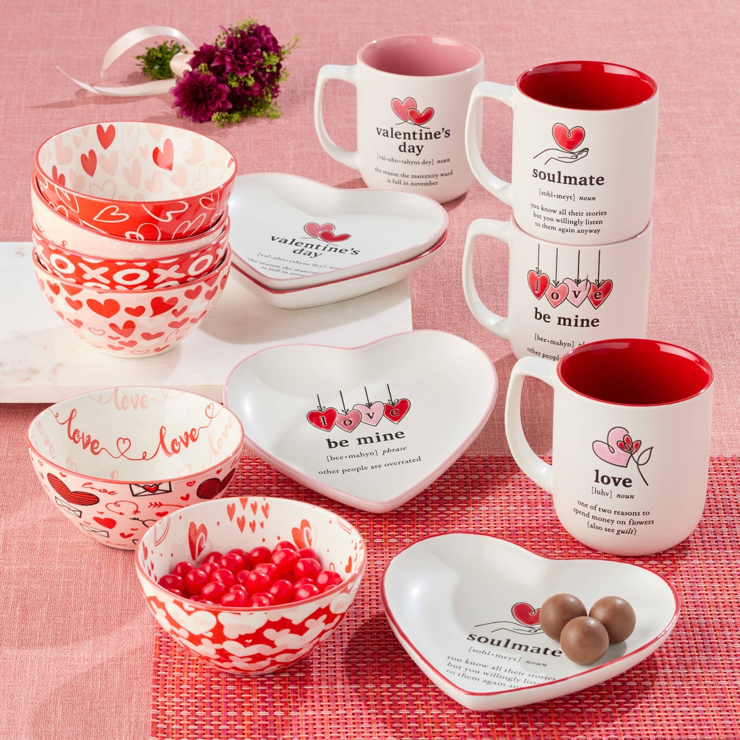 Valentine's Day 6.5in Heart Shaped Tid Bit w/sayings asst