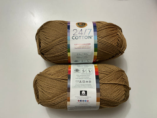 Lion Brand 24/7 Cotton-Hay Bale-Size 4-100g-185 Yards
