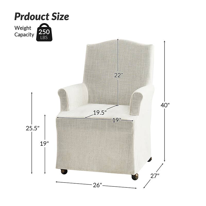 Kanrad Slipcover Dining Chair with Casters