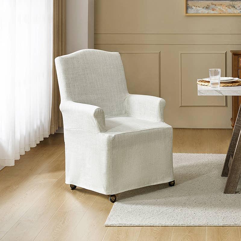 Kanrad Slipcover Dining Chair with Casters