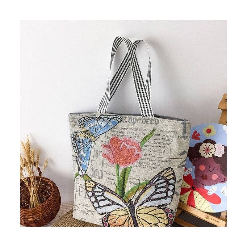 Stylish Large Capacity Floral Canvas Bag