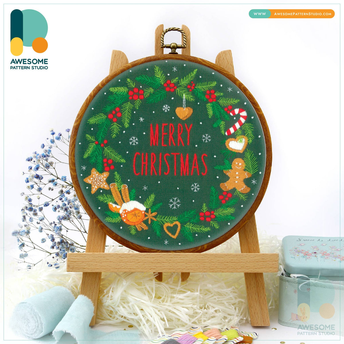 Merry Christmas Embroidery Kit